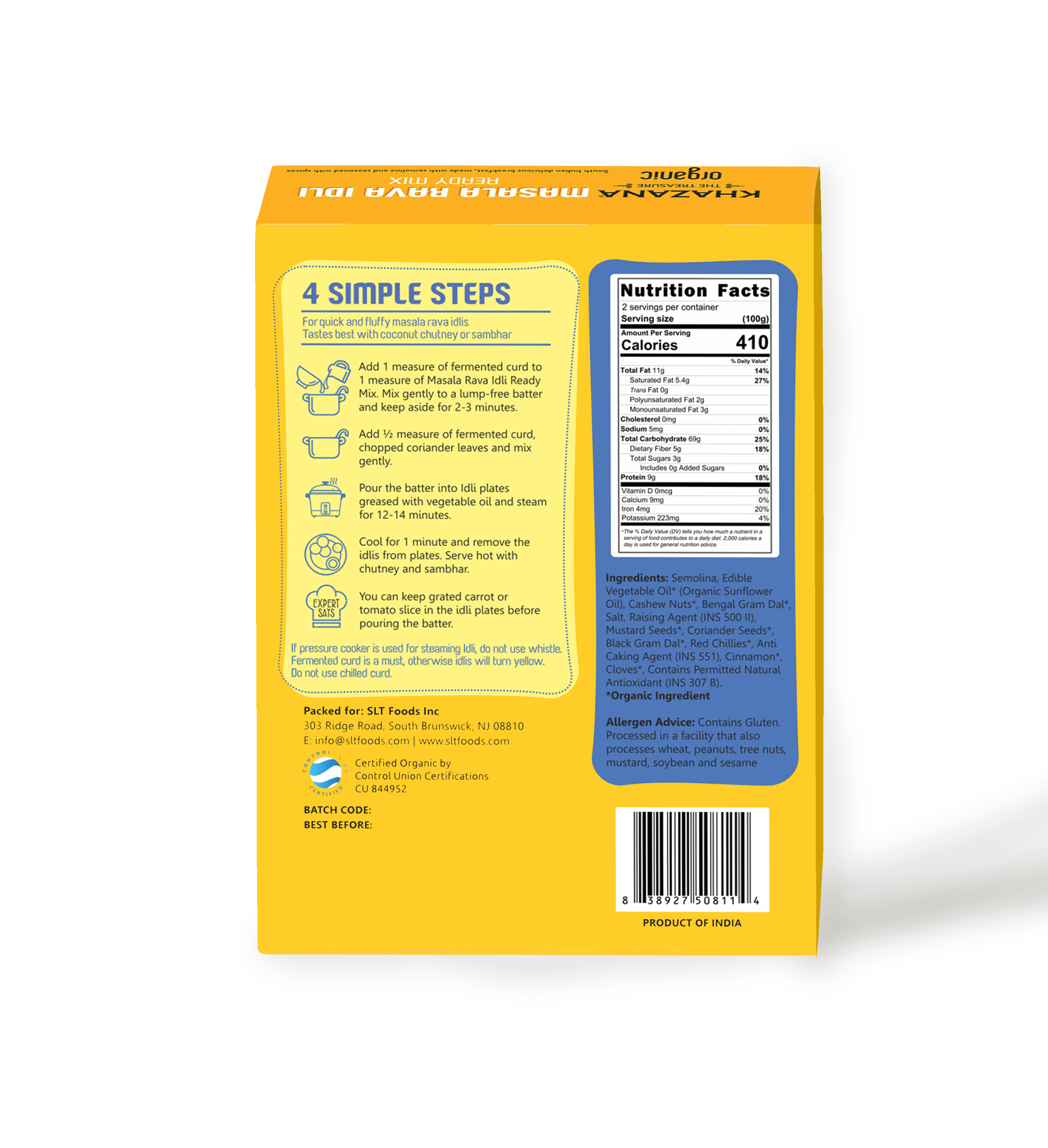 Masala rava idli back Organic masala rava Idli