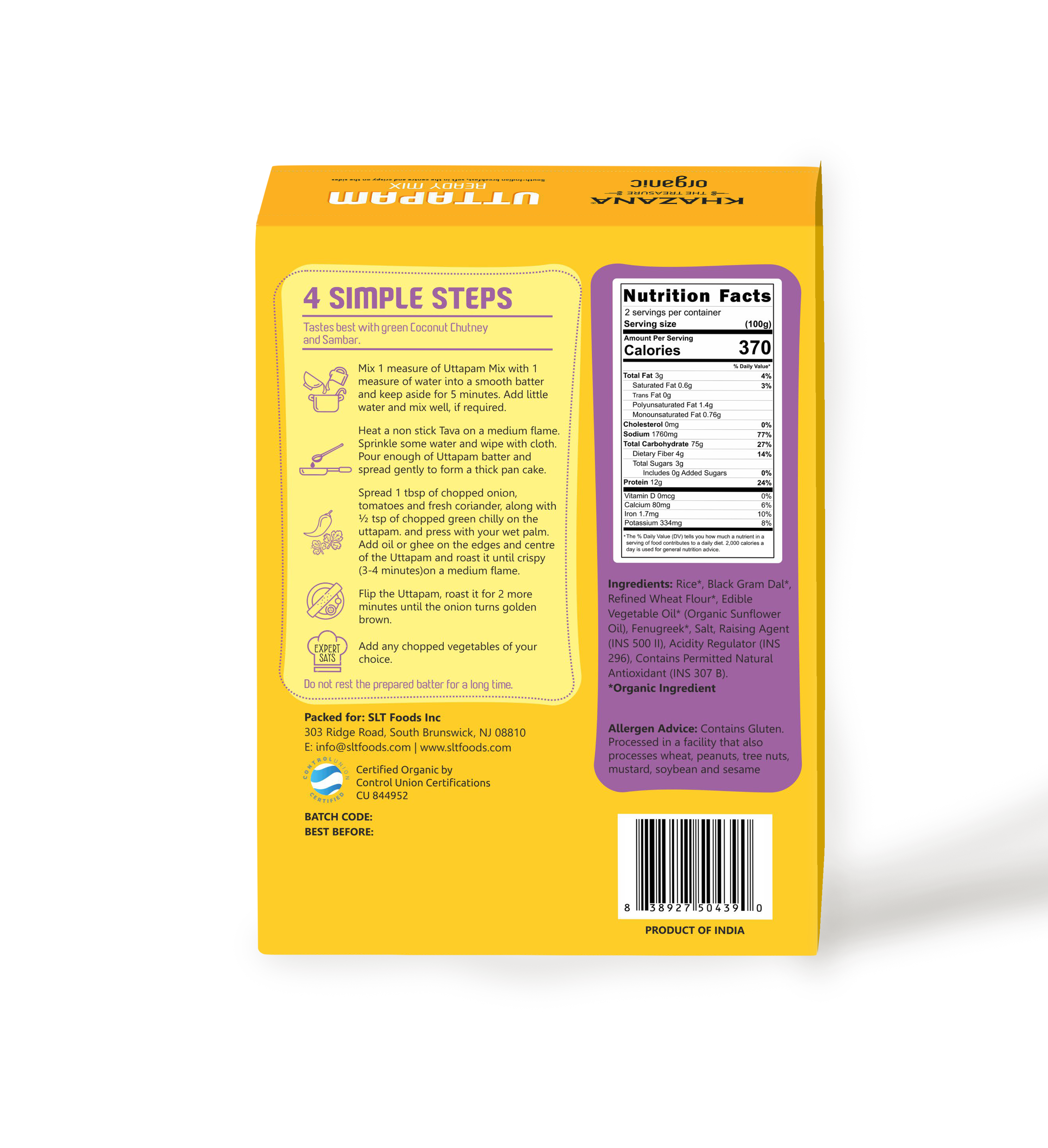 Organic Uttapam Ready Mix